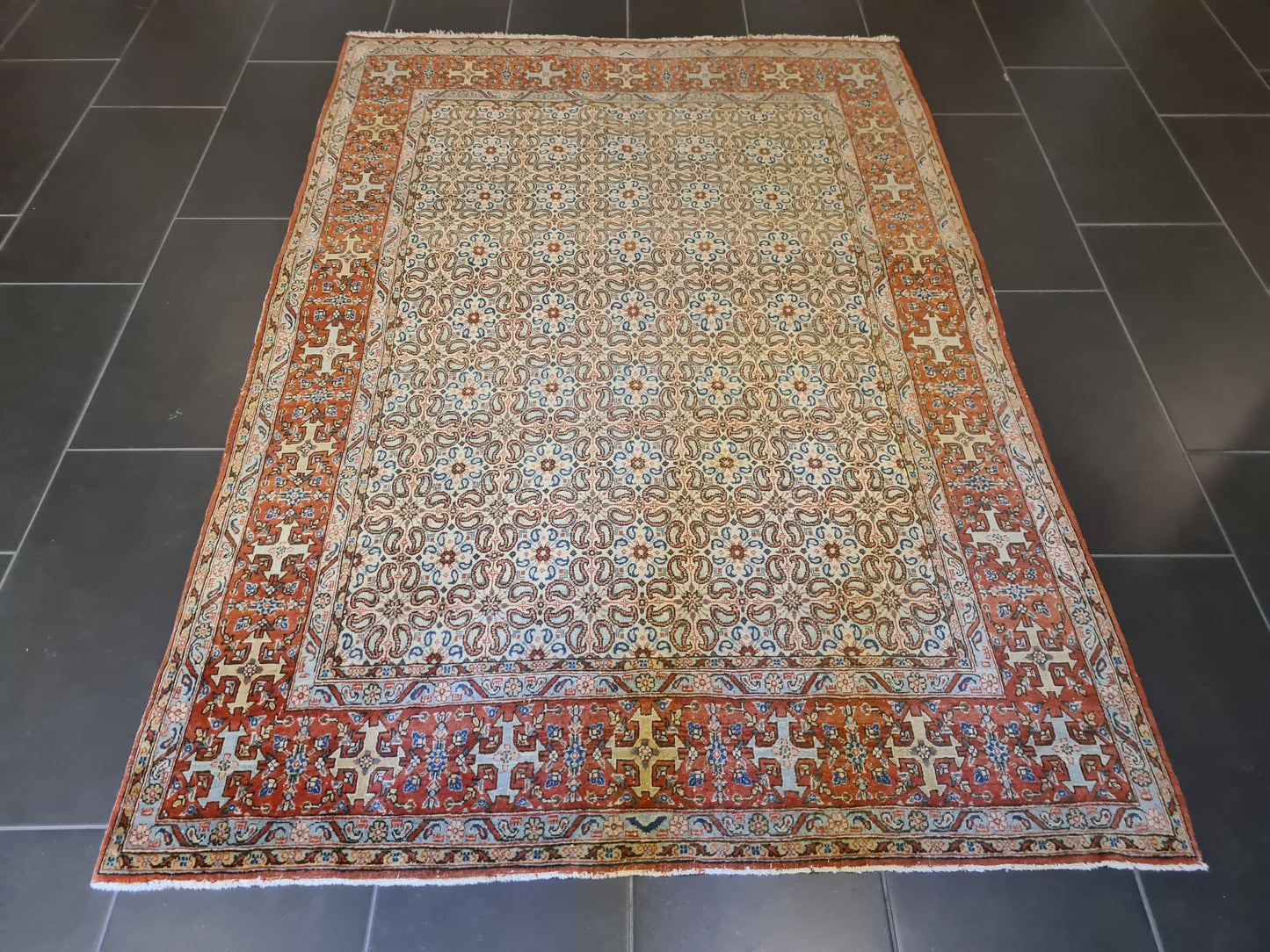 Antiker Handgeknüpfter Teppich Ghoum Orientteppich 200x135cm