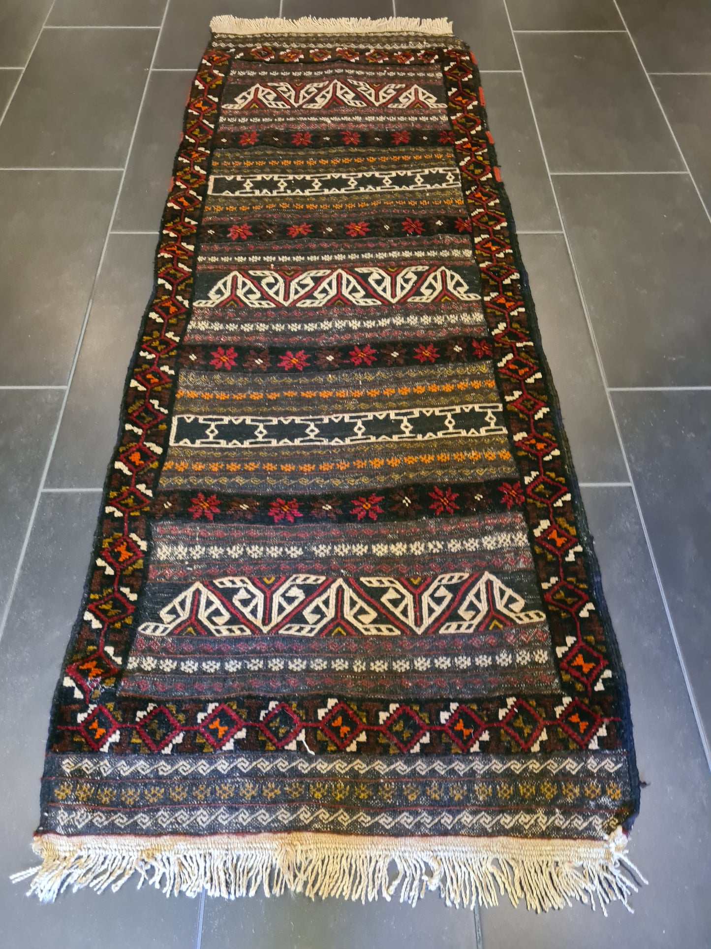 Antiker Handgeknüpfter Perser Teppich Belutsch Orientteppich Sammlerstück 193x72cm