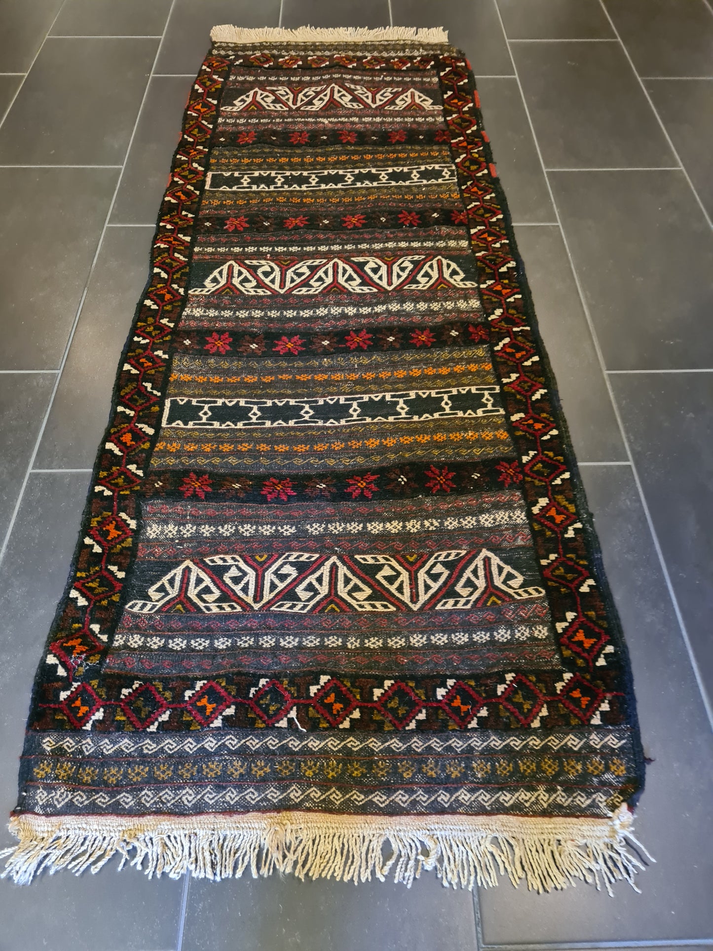 Antiker Handgeknüpfter Perser Teppich Belutsch Orientteppich Sammlerstück 193x72cm