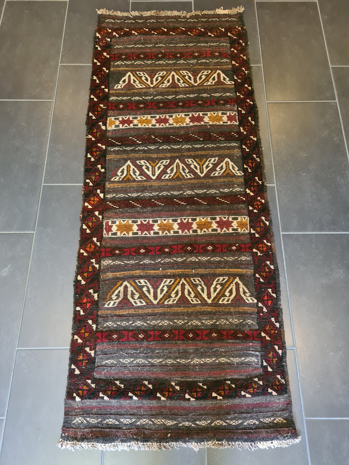 Antiker Handgeknüpfter Perser Teppich Belutsch Orientteppich Sammlerstück 179x72cm