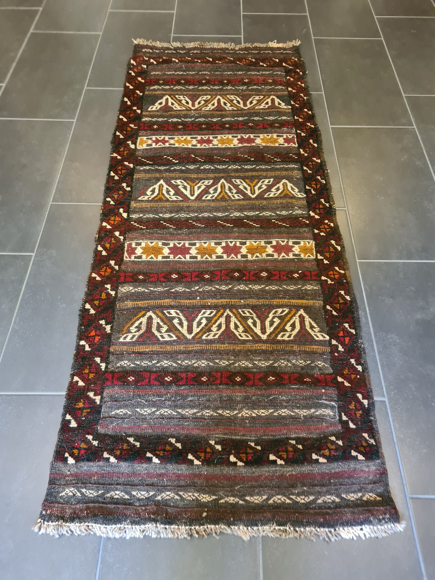 Antiker Handgeknüpfter Perser Teppich Belutsch Orientteppich Sammlerstück 179x72cm