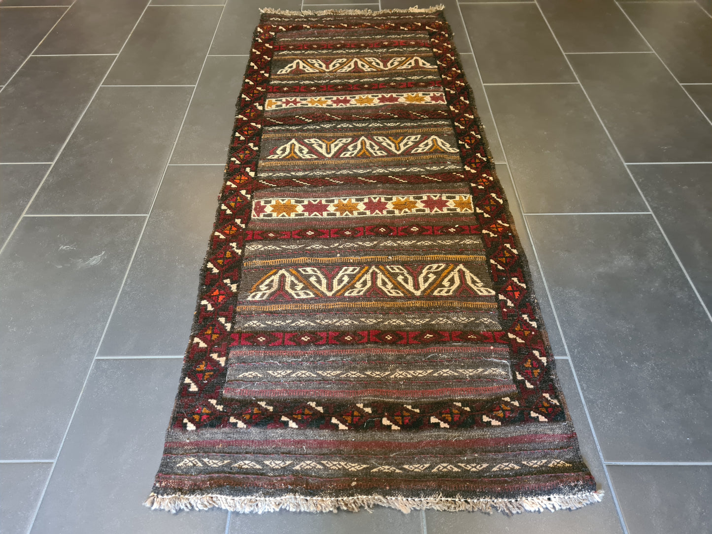 Antiker Handgeknüpfter Perser Teppich Belutsch Orientteppich Sammlerstück 179x72cm