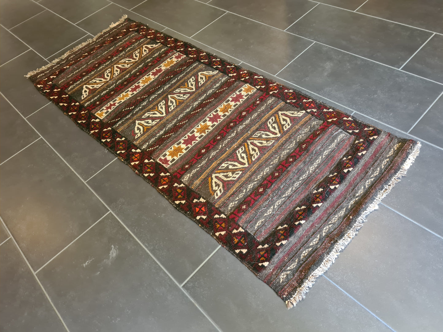 Antiker Handgeknüpfter Perser Teppich Belutsch Orientteppich Sammlerstück 179x72cm