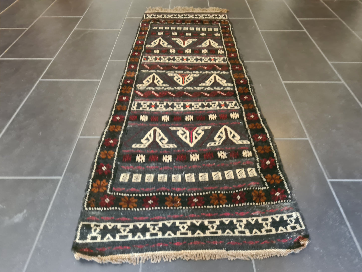 Antiker Handgeknüpfter Perser Teppich Belutsch Orientteppich Sammlerstück 177x66cm