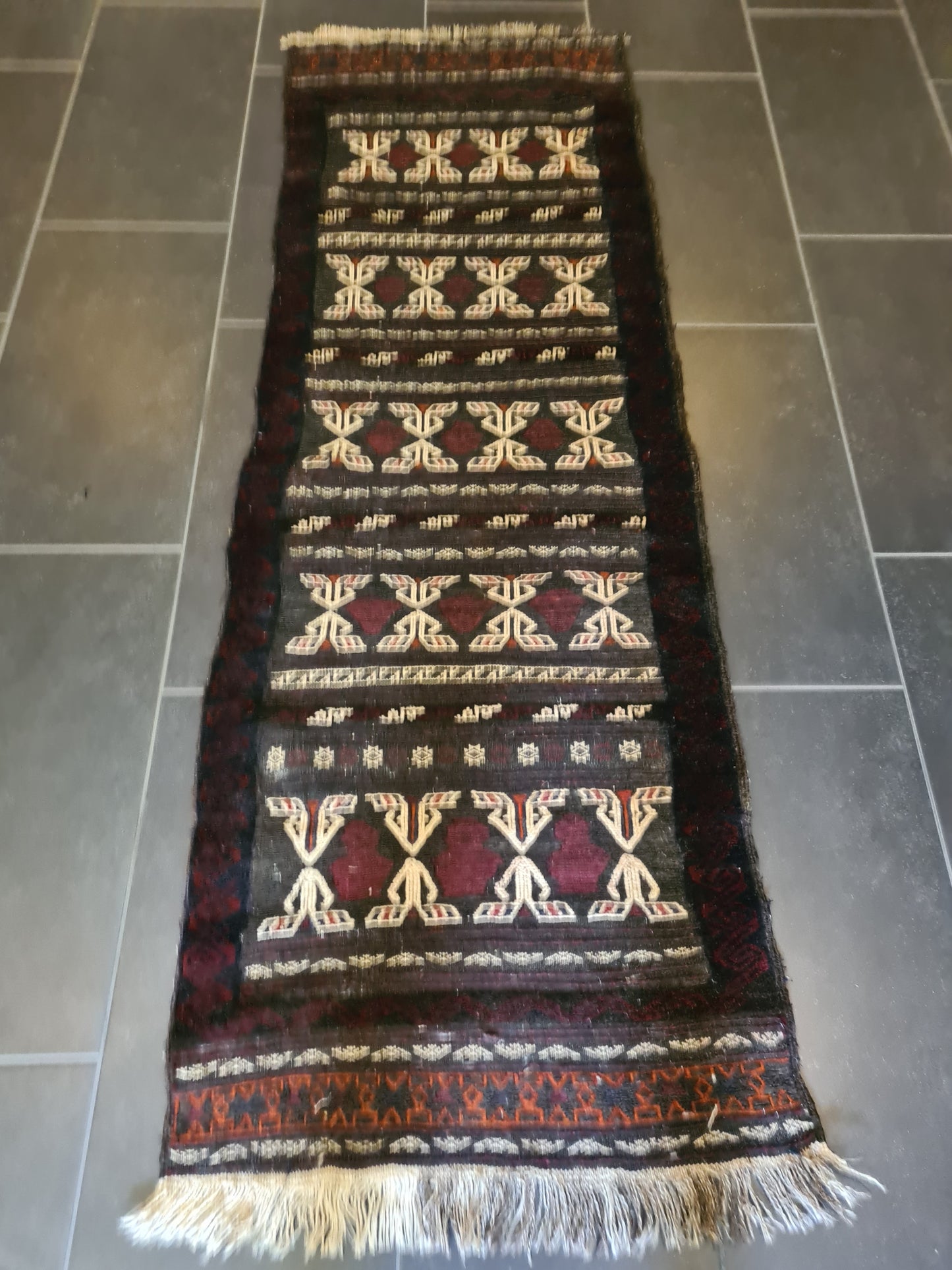 Antiker Handgeknüpfter Perser Teppich Belutsch Orientteppich Sammlerstück 182x64cm