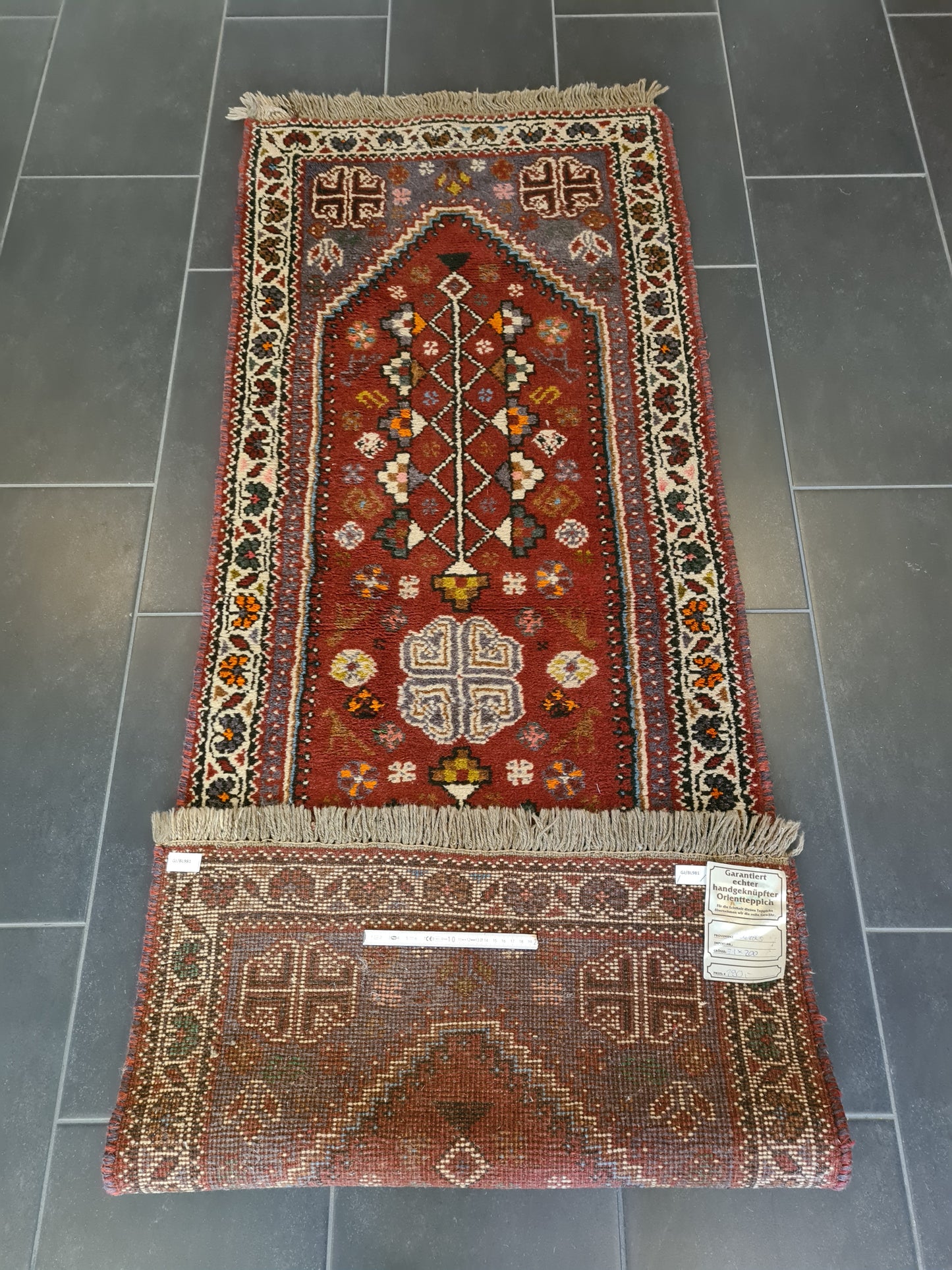 Antiker Handgeknüpfter Perser Teppich Orientteppich Shiraz 200x76cm