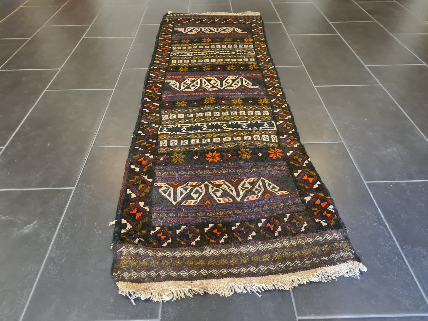 Antiker Handgeknüpfter Perser Teppich Belutsch Orientteppich Sammlerstück 190x64cm