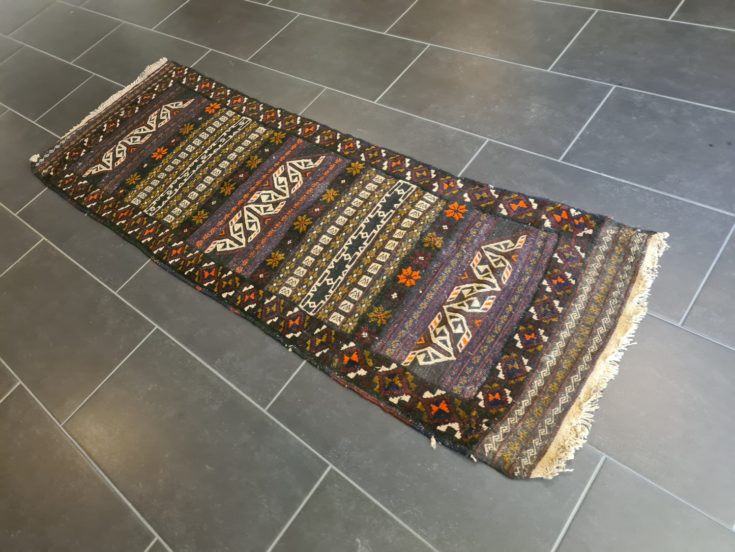 Antiker Handgeknüpfter Perser Teppich Belutsch Orientteppich Sammlerstück 190x64cm