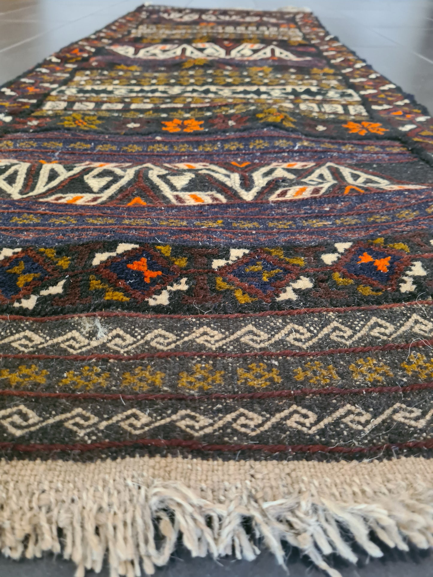 Antiker Handgeknüpfter Perser Teppich Belutsch Orientteppich Sammlerstück 190x64cm