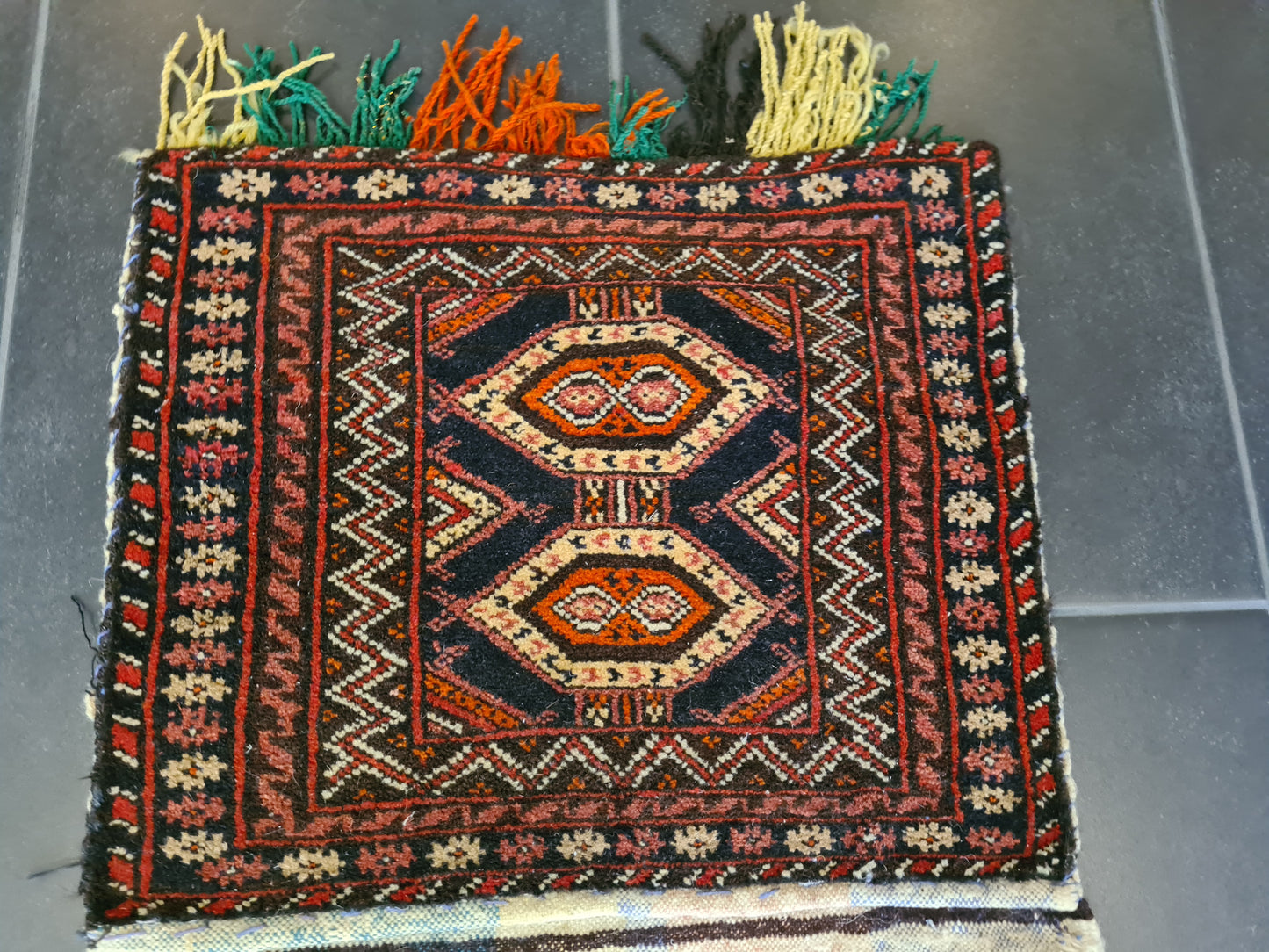 Antiker Handgeknüpfter Perser Teppich Orientteppich Sammlerstück Satteltasche 90x44cm