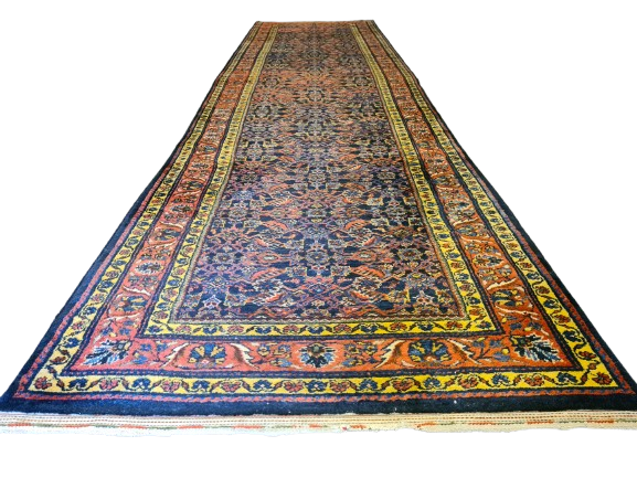 Antiker Handgeknüpfter Perserteppich Orientteppich Sarough 419x110cm