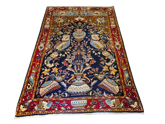 Königlicher Handgeknüpfter Perser Teppich Orientteppich Vasen Ghoum 156x105cm