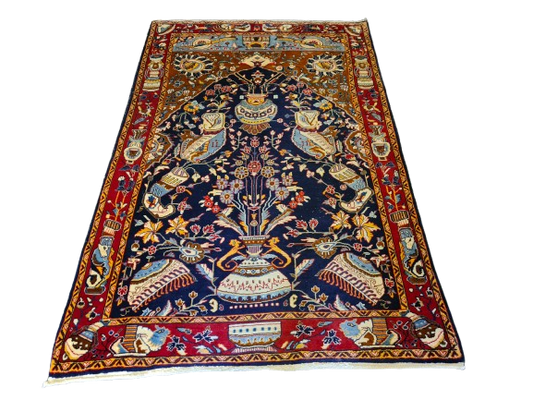 Königlicher Handgeknüpfter Perser Teppich Orientteppich Vasen Ghoum 156x105cm