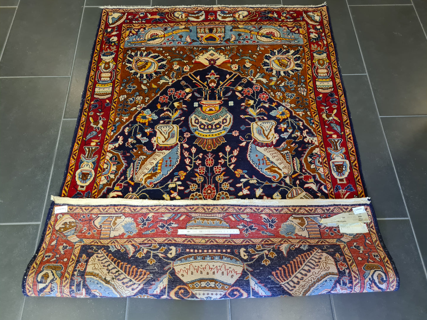 Königlicher Handgeknüpfter Perser Teppich Orientteppich Vasen Ghoum 156x105cm