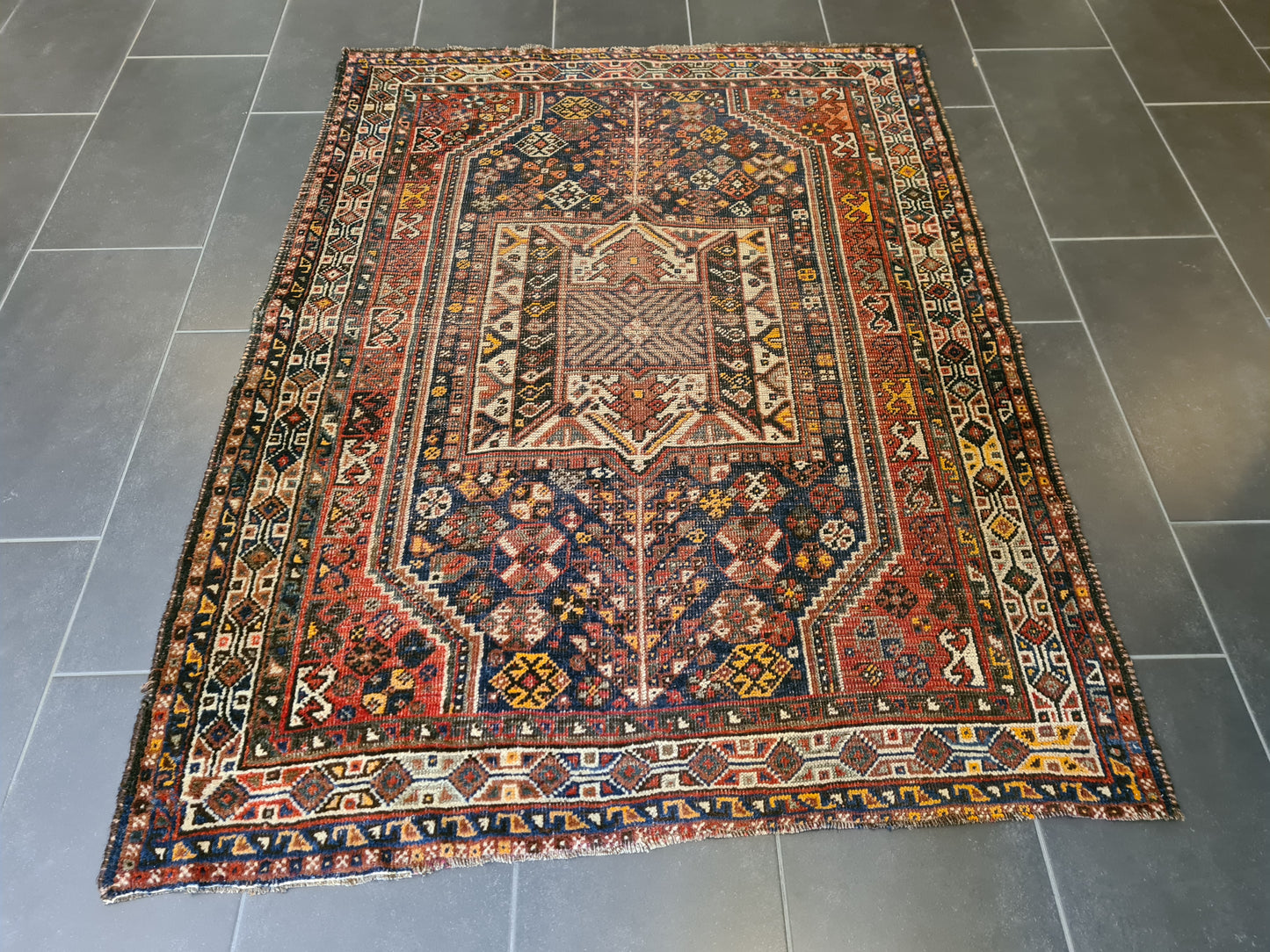 Antiker Handgeknüpfter Perserteppich Shiraz Orientteppich 168x126cm