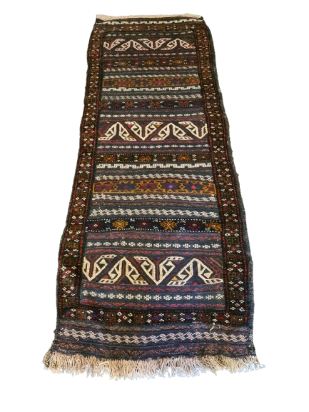 Antiker Perser Teppich Belutsch Handgeknüpfter Orientteppich Sammlerstück 190x68cm