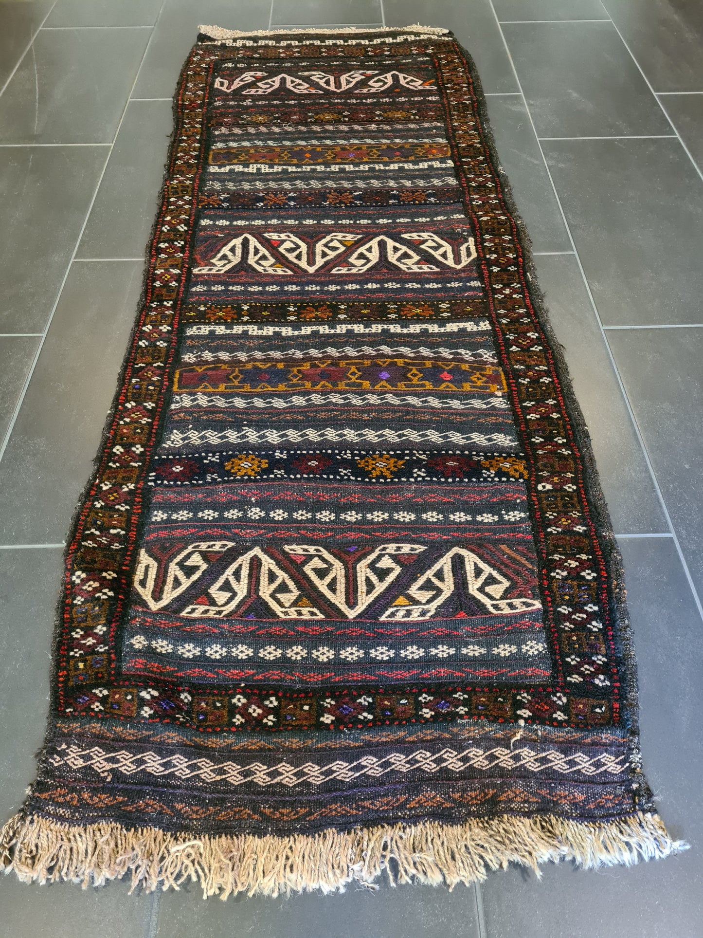 Antiker Perser Teppich Belutsch Handgeknüpfter Orientteppich Sammlerstück 190x68cm