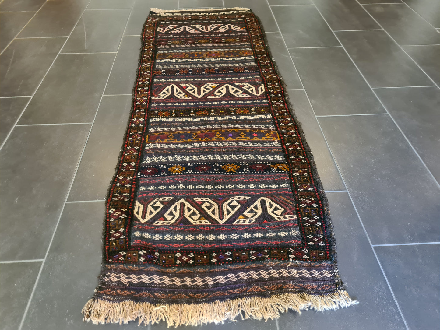 Antiker Perser Teppich Belutsch Handgeknüpfter Orientteppich Sammlerstück 190x68cm