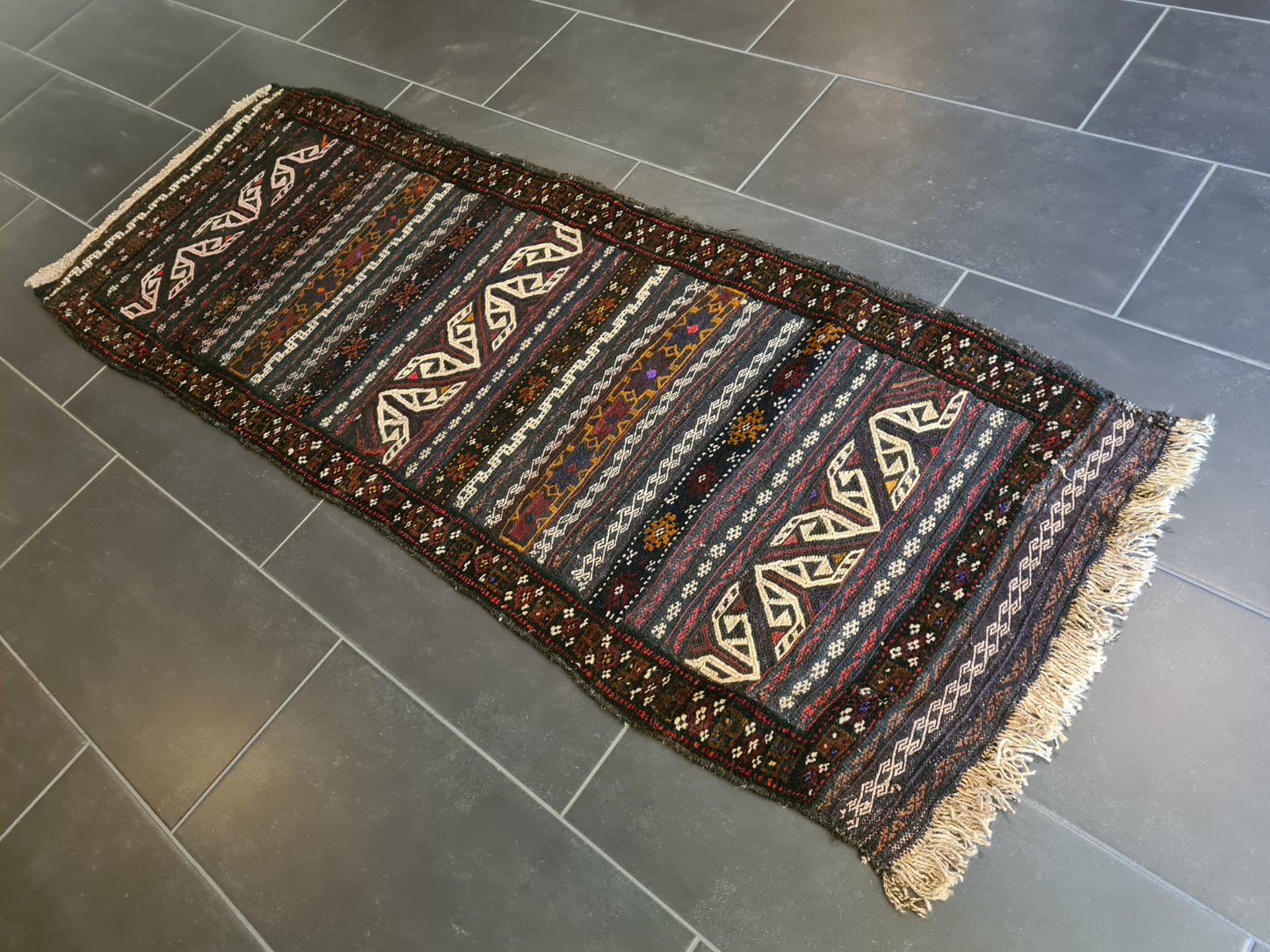 Antiker Perser Teppich Belutsch Handgeknüpfter Orientteppich Sammlerstück 190x68cm