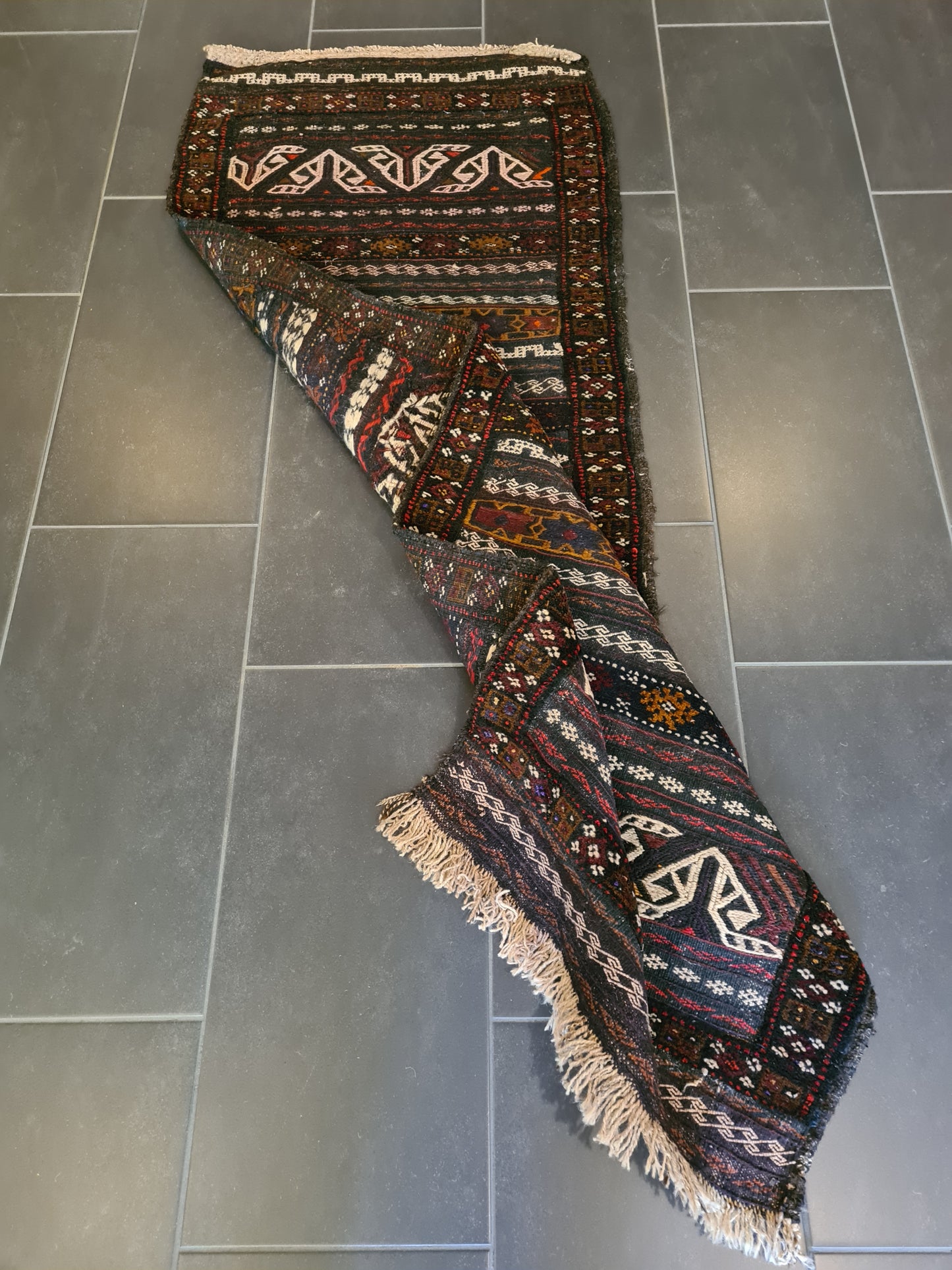 Antiker Perser Teppich Belutsch Handgeknüpfter Orientteppich Sammlerstück 190x68cm