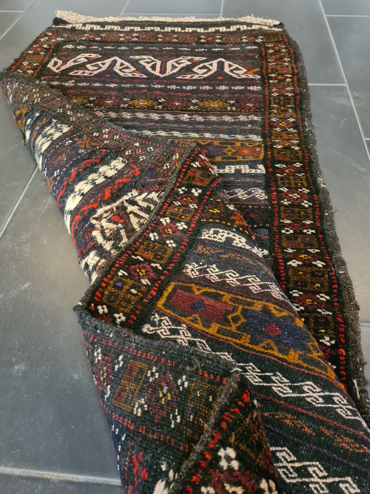 Antiker Perser Teppich Belutsch Handgeknüpfter Orientteppich Sammlerstück 190x68cm