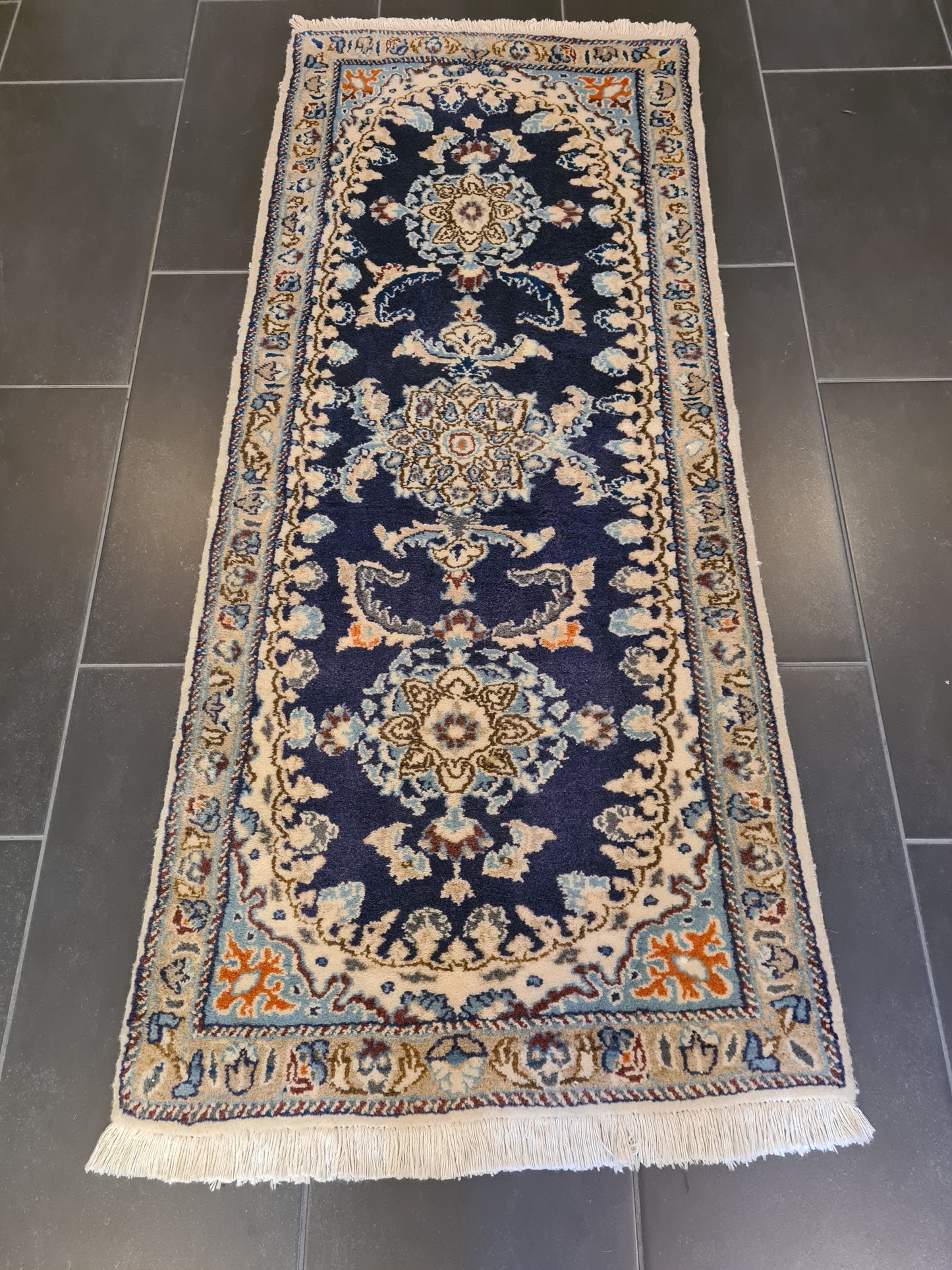 Feiner handgeknüpfter Perser Nain Teppich Orientteppich 157x70cm