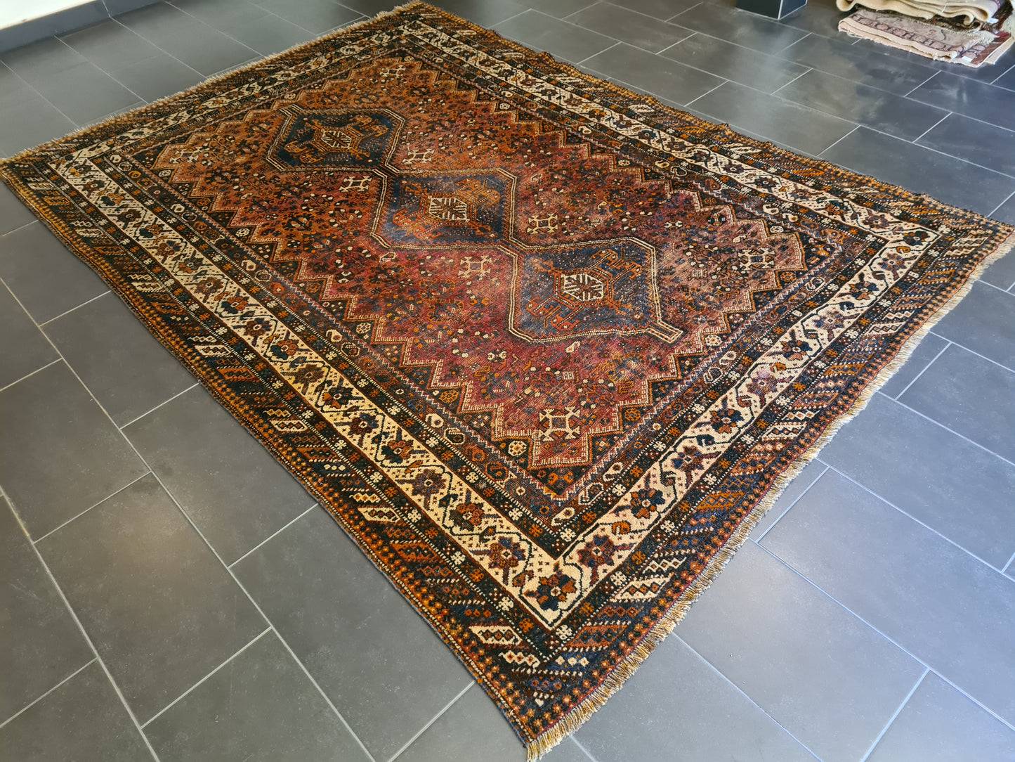 Antiker Feiner Handgeknüpfter Perser Teppich Shiraz Orientteppich Sammlerstück 310x214cm