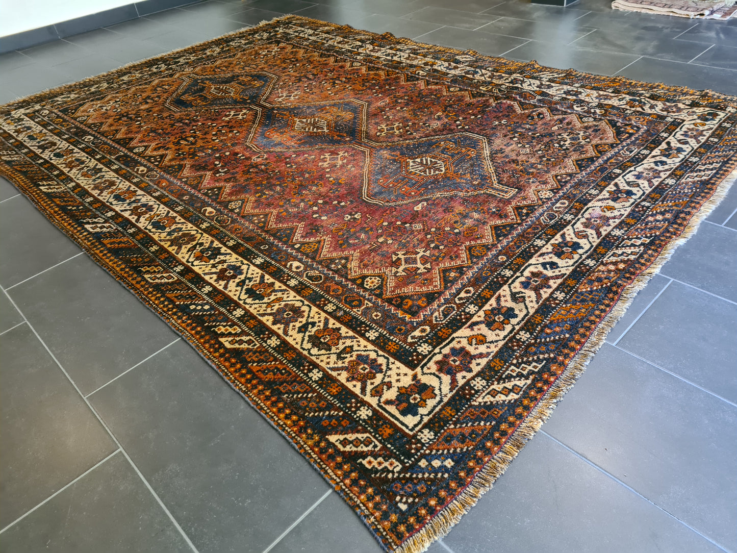 Antiker Feiner Handgeknüpfter Perser Teppich Shiraz Orientteppich Sammlerstück 310x214cm