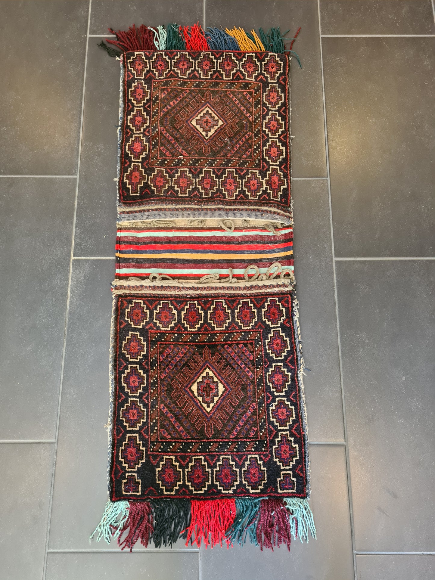 Antiker Handgeknüpfter Perser Teppich Belutsch Orientteppich Satteltasche 107x43cm