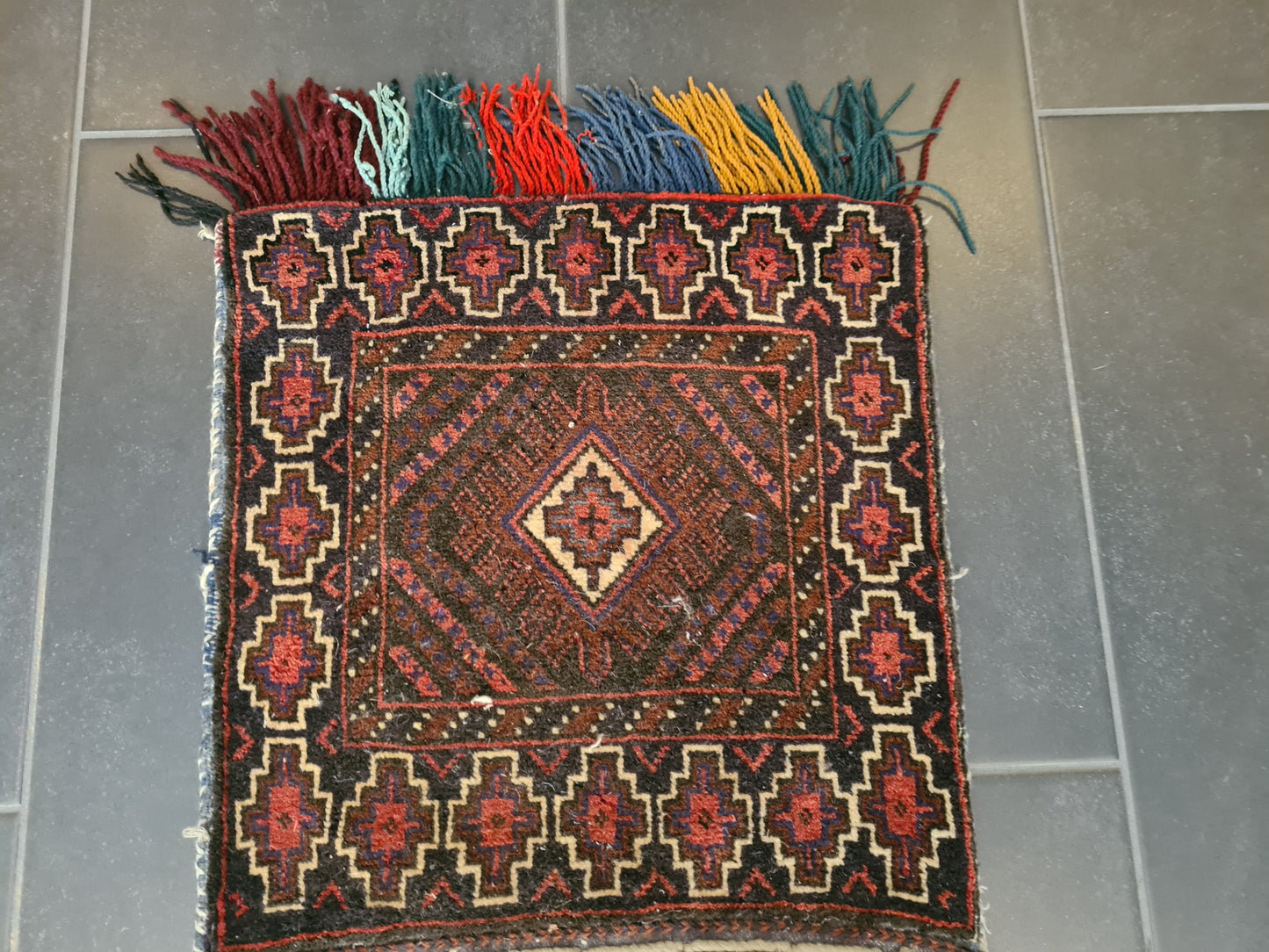 Antiker Handgeknüpfter Perser Teppich Belutsch Orientteppich Satteltasche 107x43cm