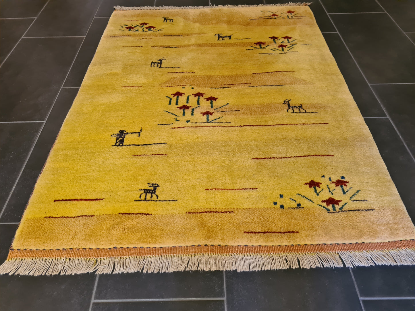 Edler Handgeknüpfter Perser Teppich Gabbeh Orientteppich 134x104cm