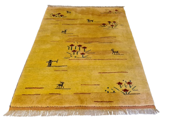 Edler Handgeknüpfter Perser Teppich Gabbeh Orientteppich 134x104cm