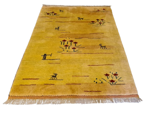 Edler Handgeknüpfter Perser Teppich Gabbeh Orientteppich 134x104cm