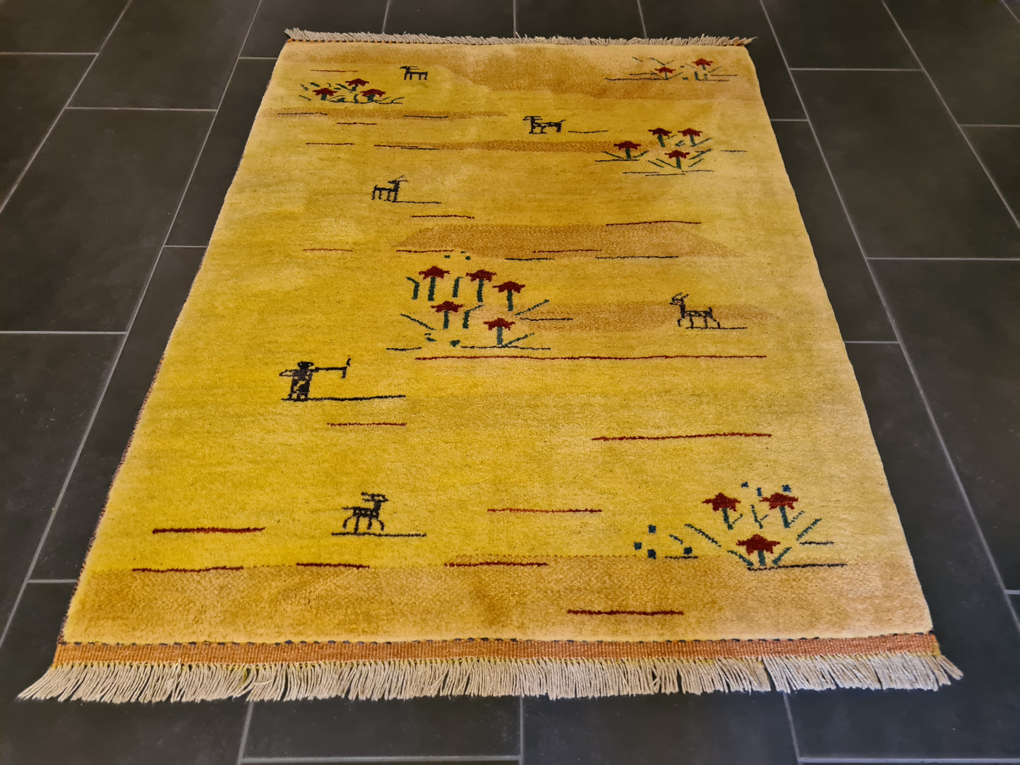 Edler Handgeknüpfter Perser Teppich Gabbeh Orientteppich 134x104cm