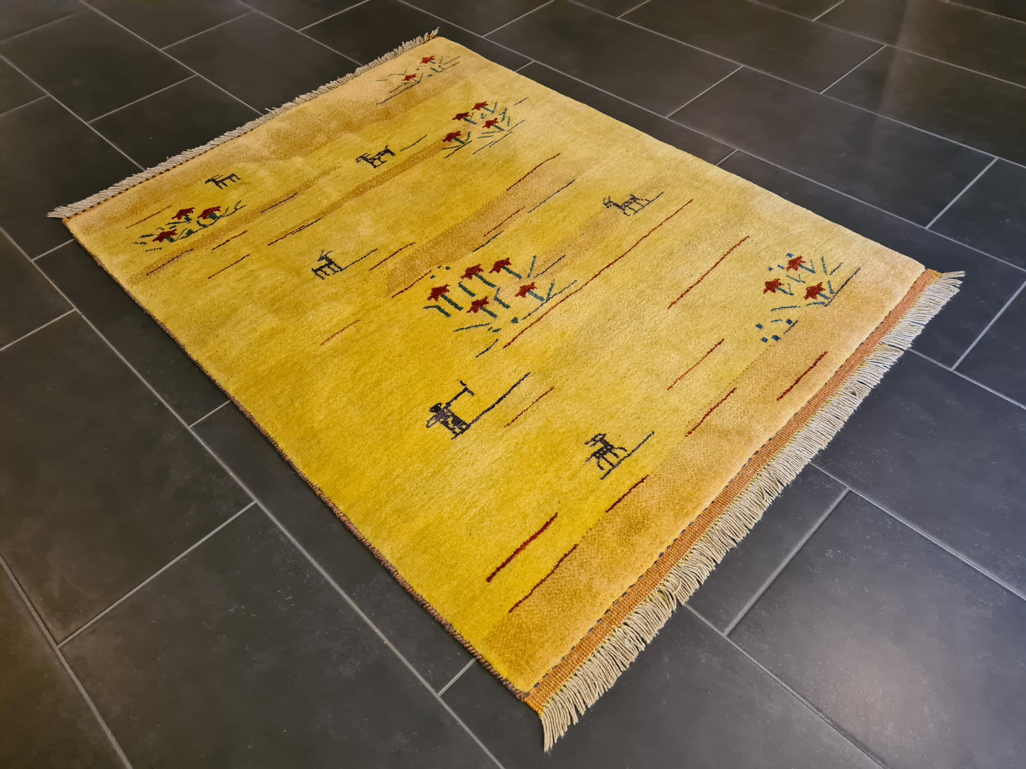 Edler Handgeknüpfter Perser Teppich Gabbeh Orientteppich 134x104cm