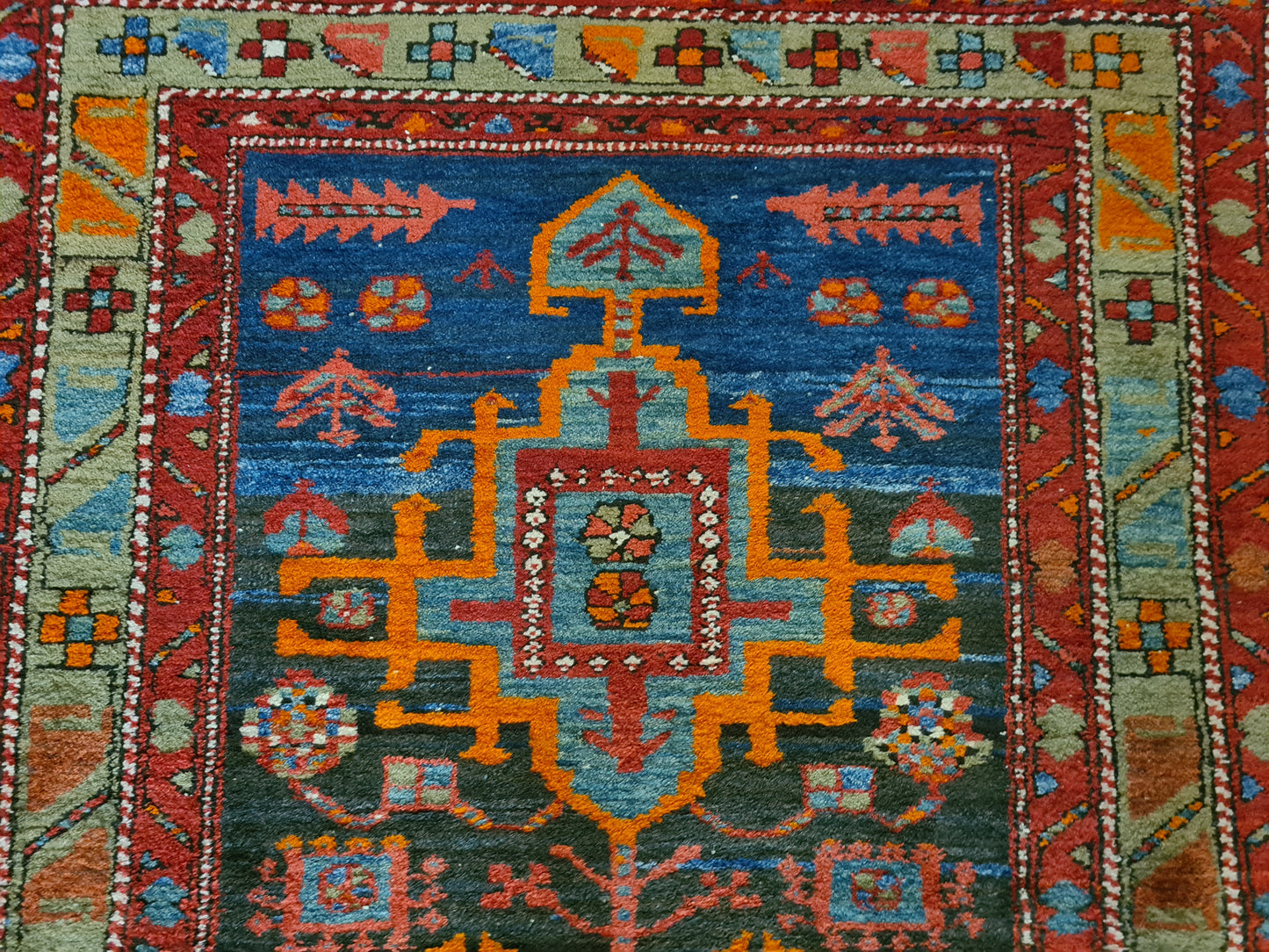 Antiker Handgeknüpfter Heris Perser Teppich Orientteppich 347x107cm