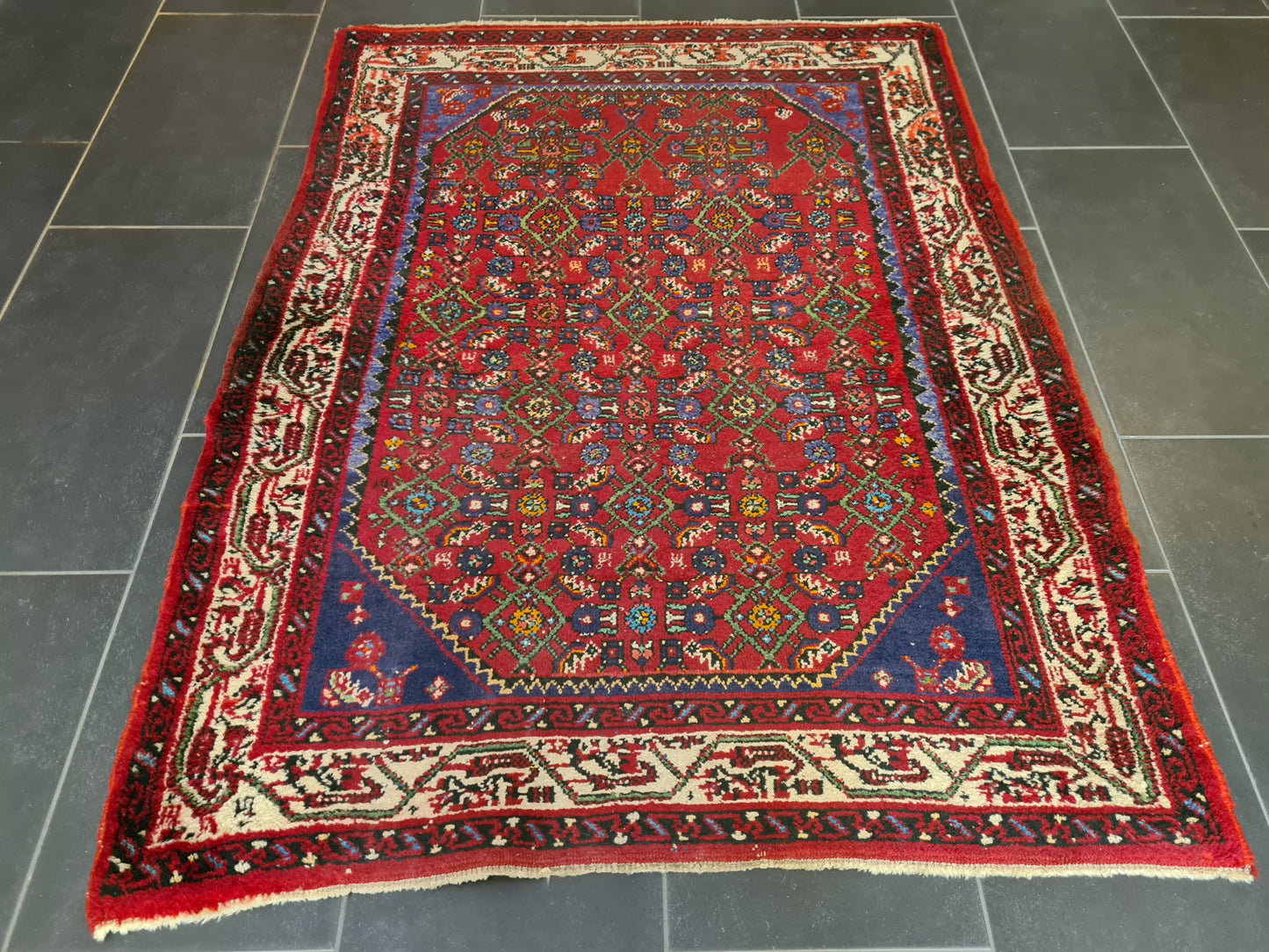 Antiker Handgeknüpfter Perserteppich Hamedan Orientteppich 152x114cm