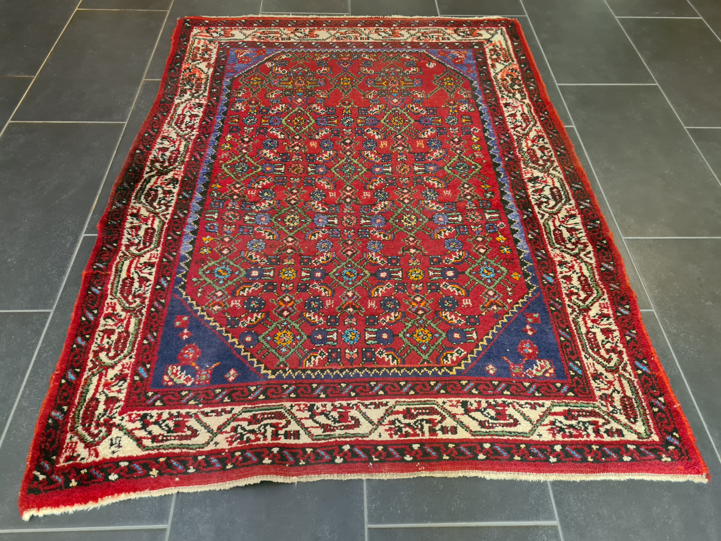 Antiker Handgeknüpfter Perserteppich Hamedan Orientteppich 152x114cm