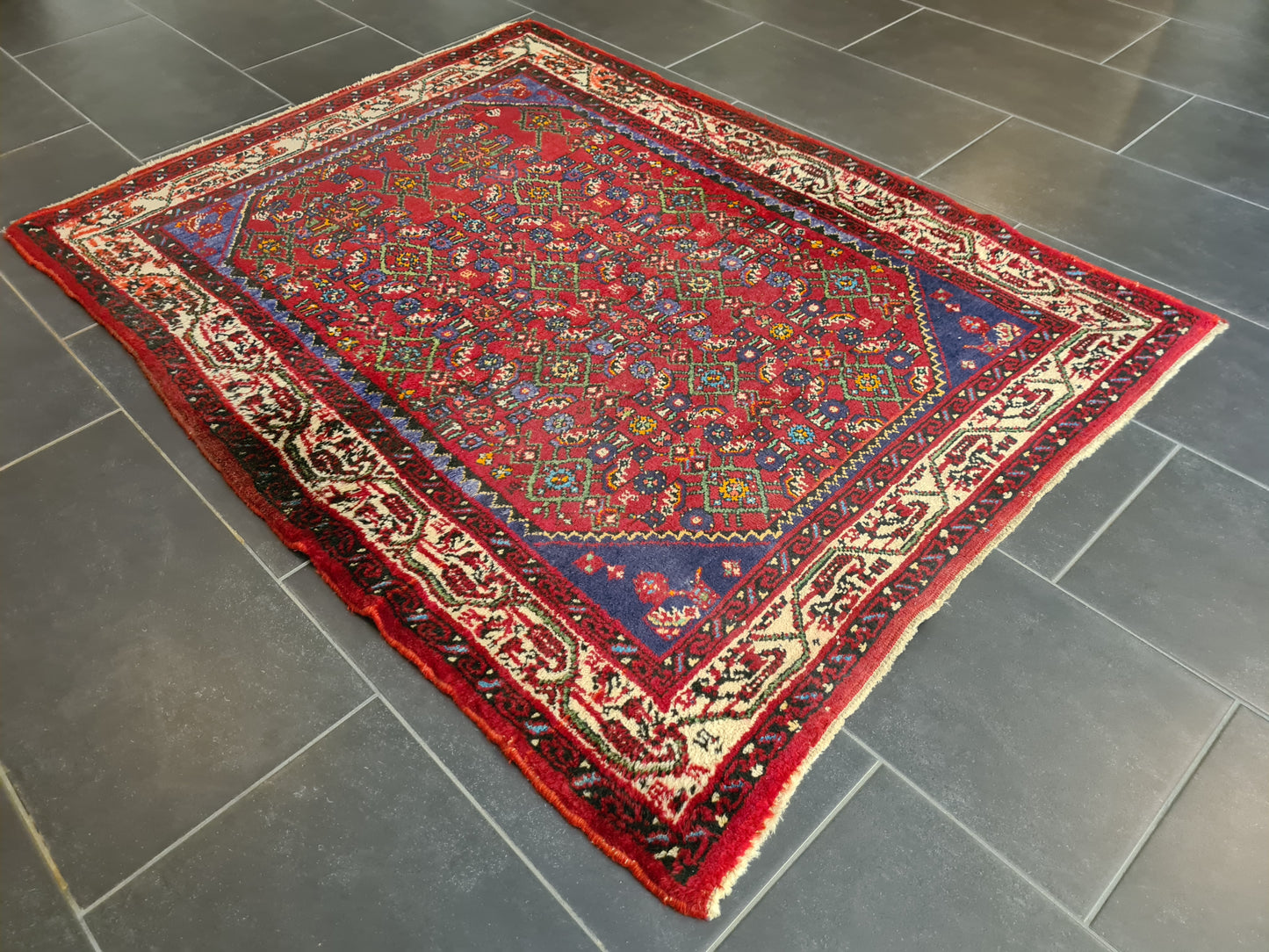 Antiker Handgeknüpfter Perserteppich Hamedan Orientteppich 152x114cm