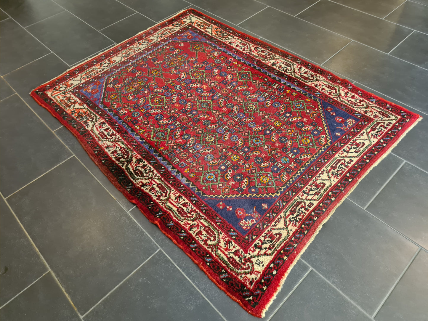 Antiker Handgeknüpfter Perserteppich Hamedan Orientteppich 152x114cm