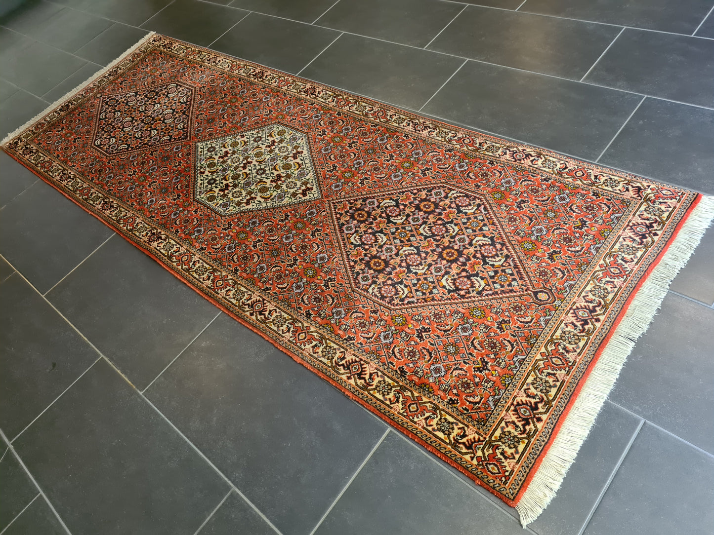 Hochwertiger Handgeknüpfter Perser Teppich Bidjar Orientteppich 250x90cm