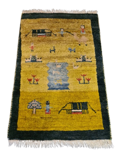 Antiker Handgeknüpfter Perser Teppich Orientteppich Gabbeh 90x60cm