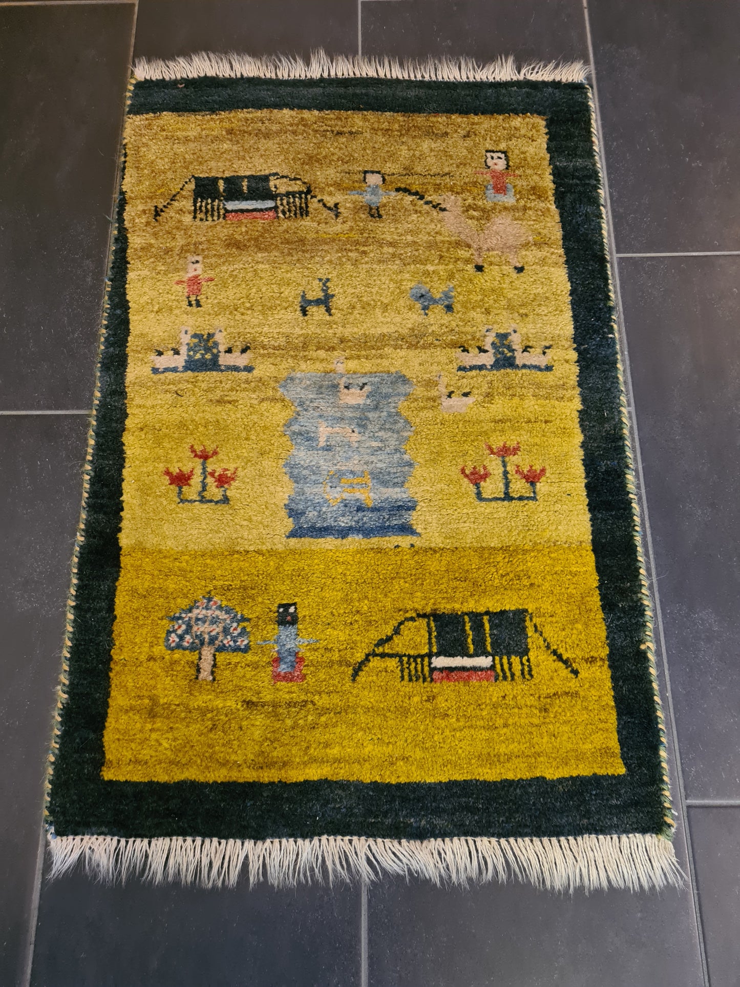 Antiker Handgeknüpfter Perser Teppich Orientteppich Gabbeh 90x60cm