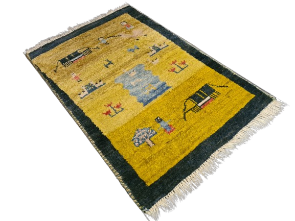 Antiker Handgeknüpfter Perser Teppich Orientteppich Gabbeh 90x60cm