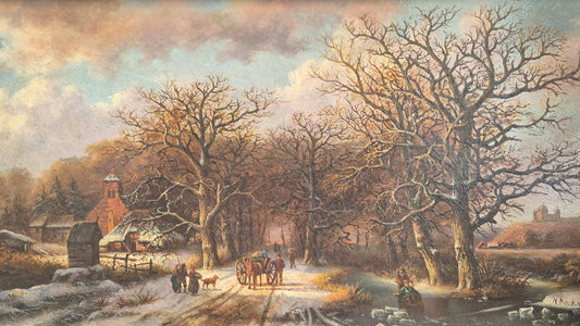 Ölgemälde Gemälde Winterlandschaft Hermanus Koekkoek jr. (1836-1909)