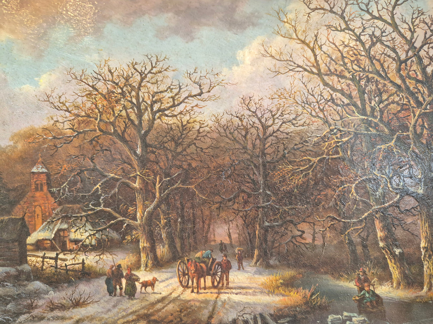 Ölgemälde Gemälde Winterlandschaft Hermanus Koekkoek jr. (1836-1909)