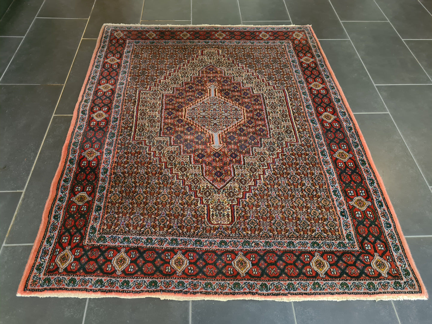 Antiker Feiner Handgeknüpfter Perser Teppich Senneh Bidjar Orientteppich 154x125cm