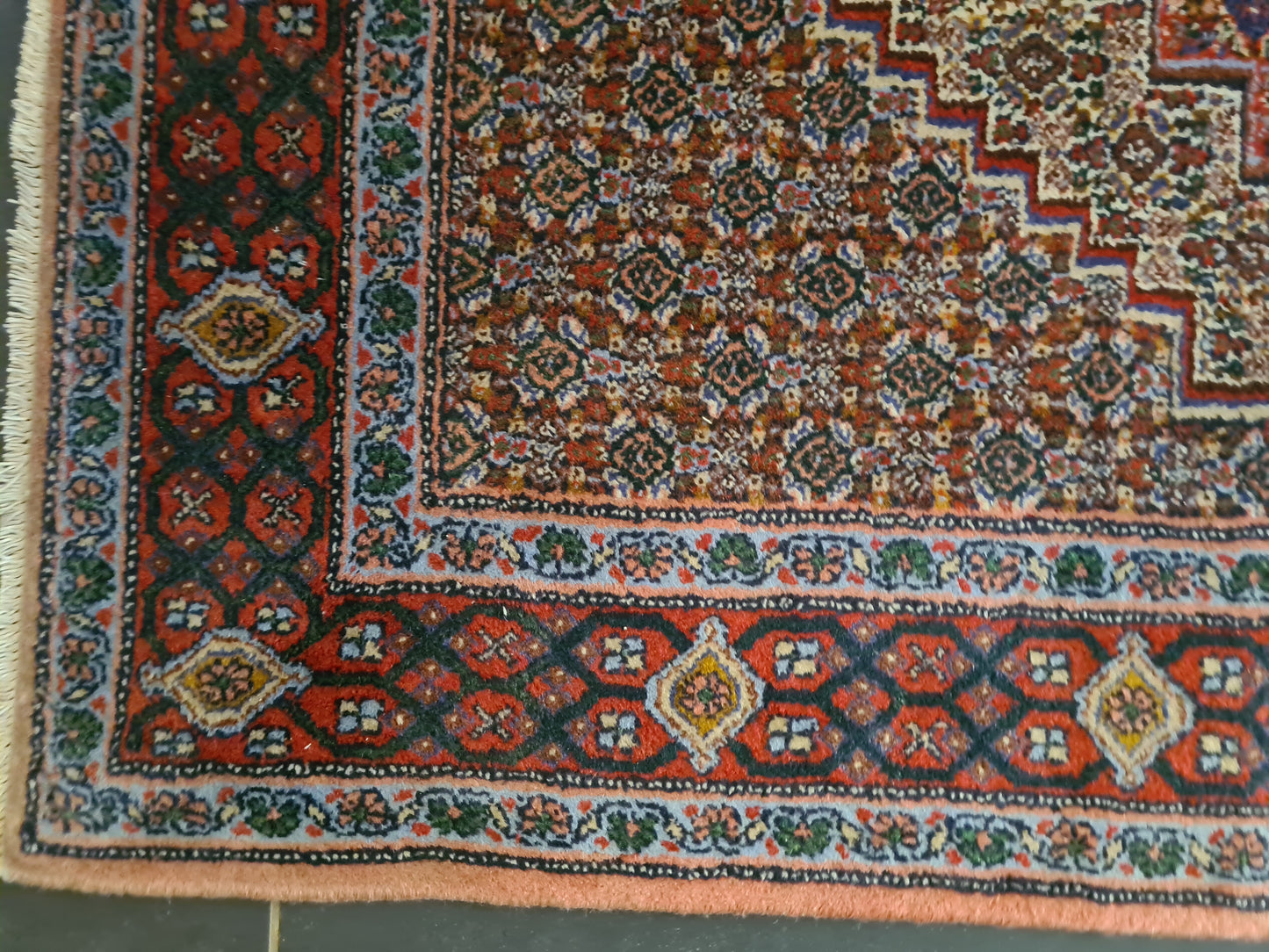 Antiker Feiner Handgeknüpfter Perser Teppich Senneh Bidjar Orientteppich 154x125cm