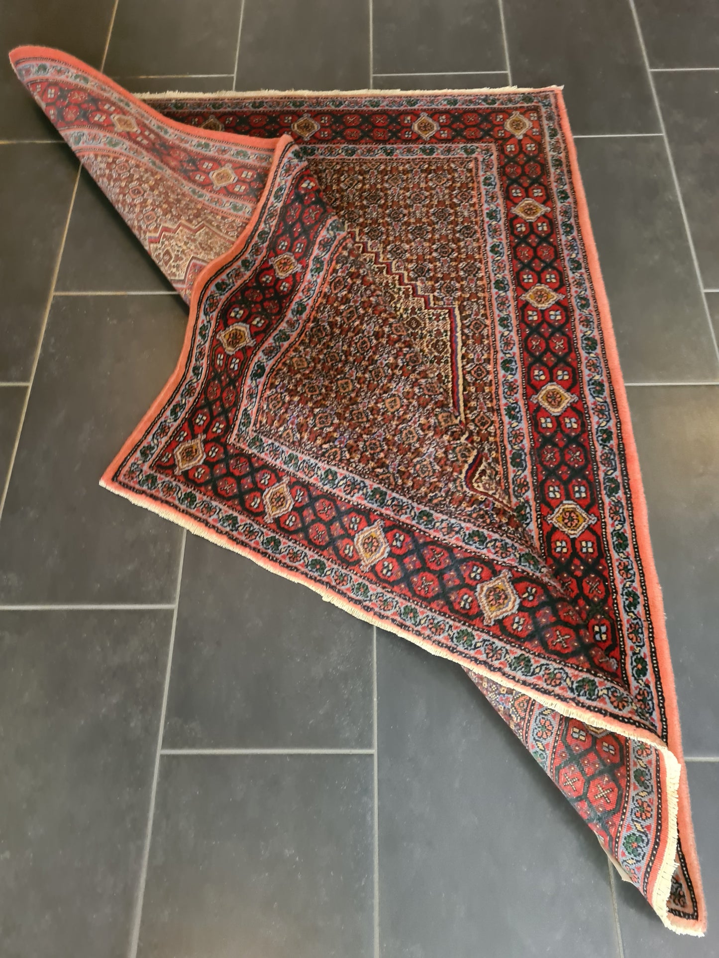 Antiker Feiner Handgeknüpfter Perser Teppich Senneh Bidjar Orientteppich 154x125cm