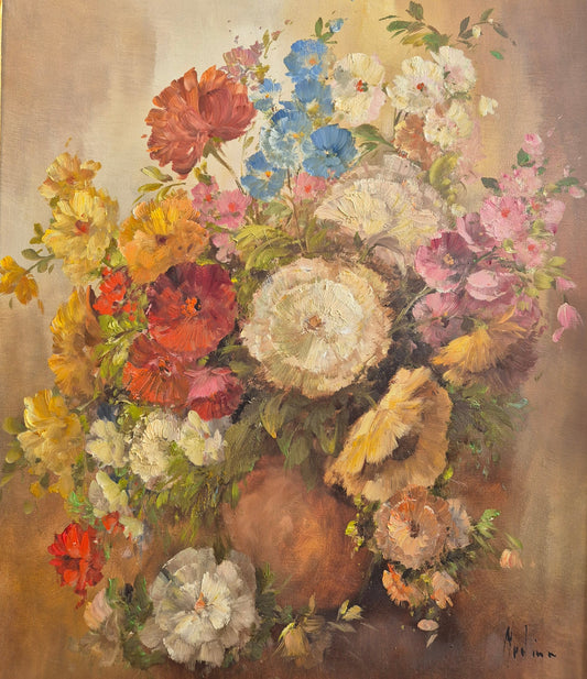 Ölgemälde Gemälde Louisa MEDINA (1911-?) Blumenstillleben 84x75cm